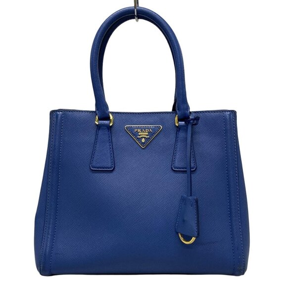 PRADA Triangle Logo Blue Saffiano Lux (Leather) Tote Bag - Picture 1 of 16